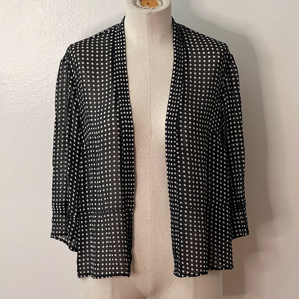 Polka Dot Sheer Overshirt with Pleated Lapel